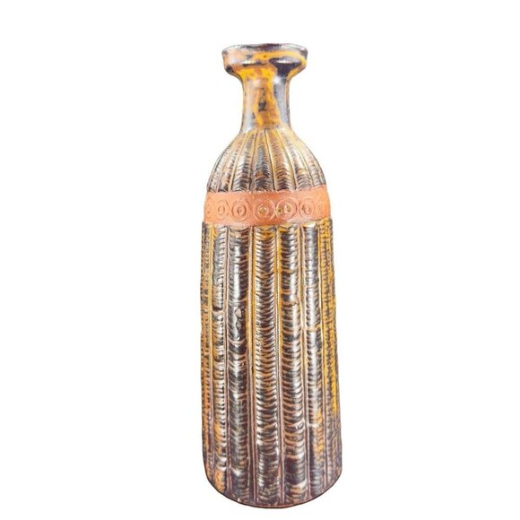 Vintage Primitive Studio Art Pottery Stoneware Pottery Bottle Vase Earthy Glazed - Picture 1 of 11